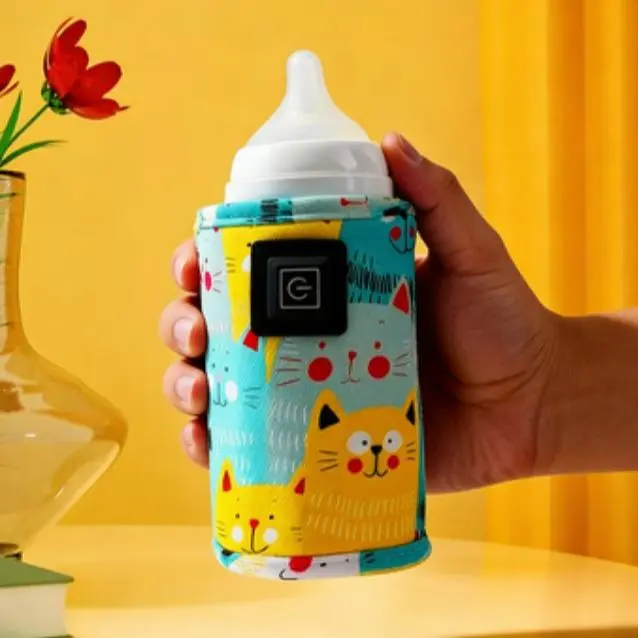 Portable Heated Bottle Cover - Keep Baby's Milk Warm Anywhere! Universal Fit + 100cm Cord | Cute Cat Design
