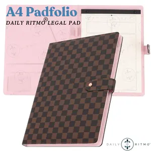 DAILY RITMO A4 Checkered Padfolio - PU Leather Business Checkered Portfolio for Legal Notepads OFFICE RITM Brand