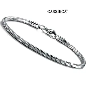 CASSIECA Unisex Stainless Steel Silver Link & Snake Chain Bracelets, 19cm Daily Fashion Jewelry Accessories (Yes for All Genders) SummerVibes