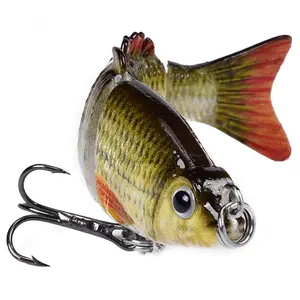 TRUSCEND Easy Catch SwimMax Lures with BKK Hooks 3D Realistic Eyes ABS Material 6 Segments for Bass Trout Walleye Ultra Sharp Treble Hooks Lifelike Fishing Baits