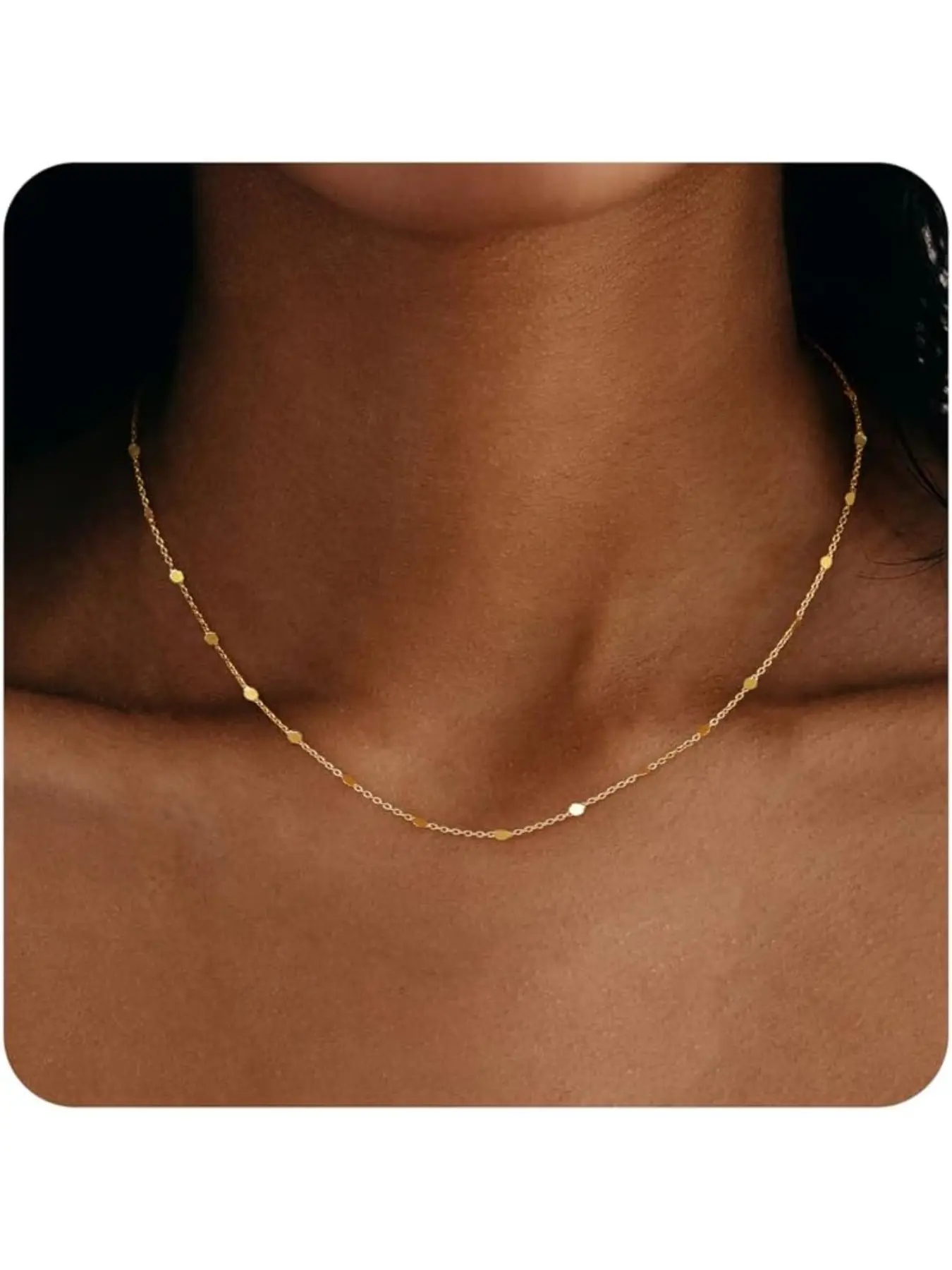 Gold Choker Necklaces for Women Girls 18K Gold Plated Chain/Heart/Ball/Disc/Pearl Necklace Dainty Thin Chain Necklace Silver Gold Necklaces for Women Jewellery Gifts Daily Wear Necklace Elegant Chain Jewelry Necklace