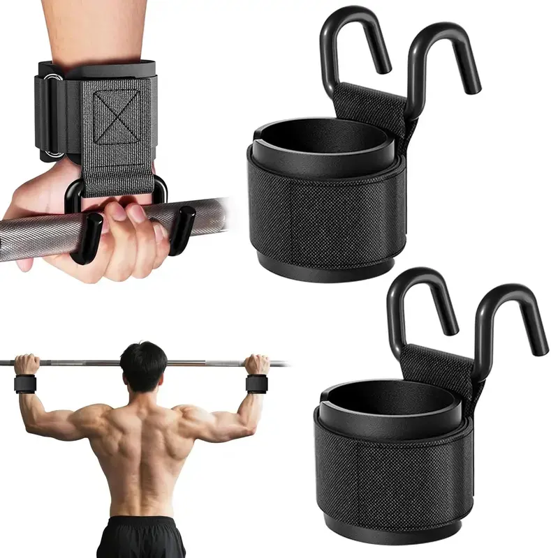Gym Lifting Hooks with Wrist Support, Adjustable Weight Lifting Straps Hook System for Men & Women, Secure Grip Trainer for Deadlifts, Pull Ups, Barbell Rows, Powerlifting & Strength Training, Heavy Duty Fitness Accessories, Workout Gear for Gym Training