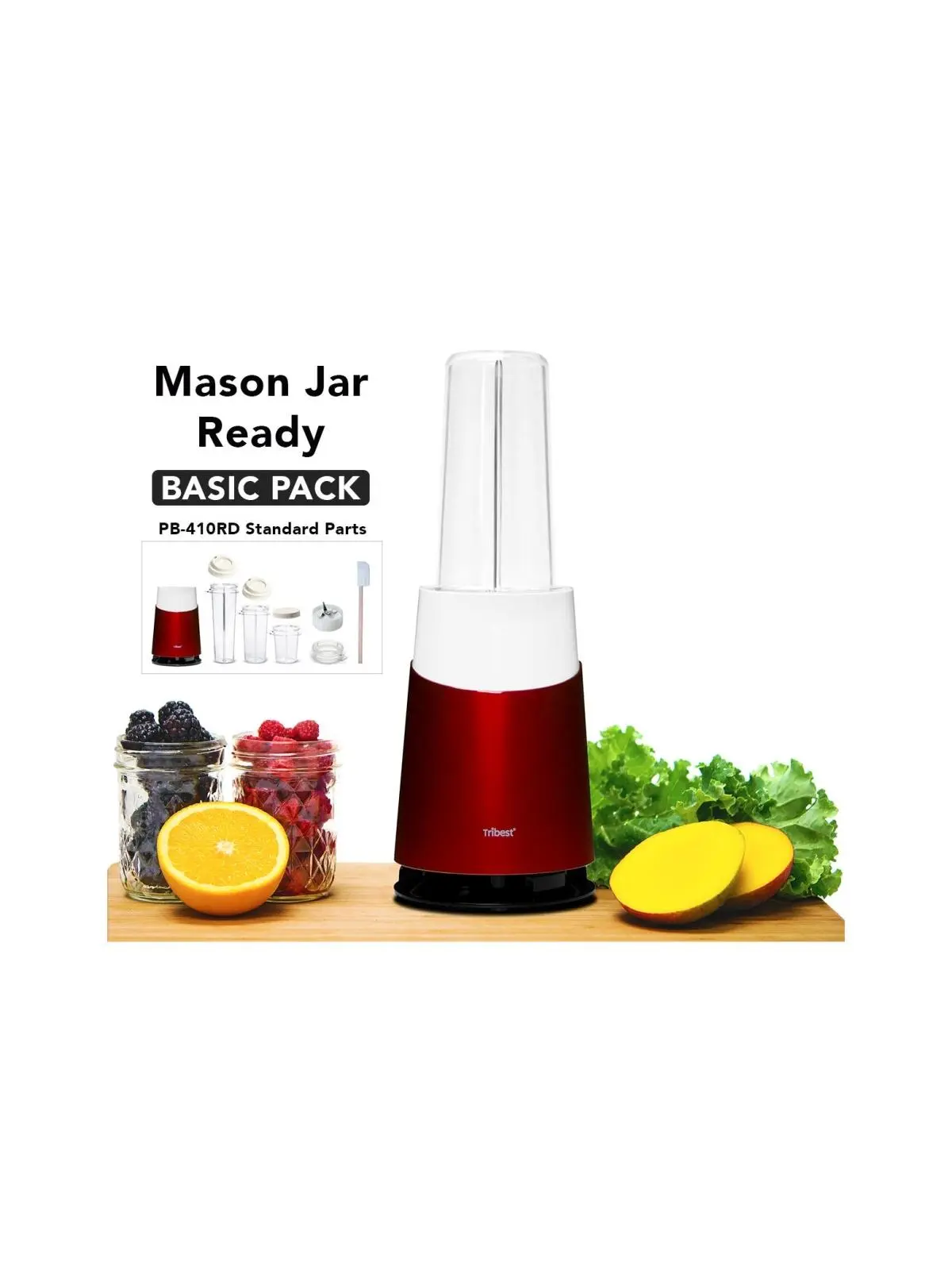 Tribest PB-410RD Mason Jar Ready Personal Blender - Red
