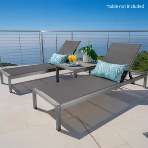 XUAN Luxury 2-Pack Outdoor Patio Chaise Lounge Set, Adjustable Backrest Pool Sunloungers with Accent Pillows, Luxury Outdoor Sunloungers