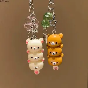 Cute Bear Kawaii Phone Charm Pendant, Y2K Korean Style Anime Keychain, Trendy Mini Bear Decor Ornament, Fashion Hanging Accessories for Keys, Schoolbag, iPhone & Airpods, Stylish Daily Cute Aesthetic Decorative Gifts