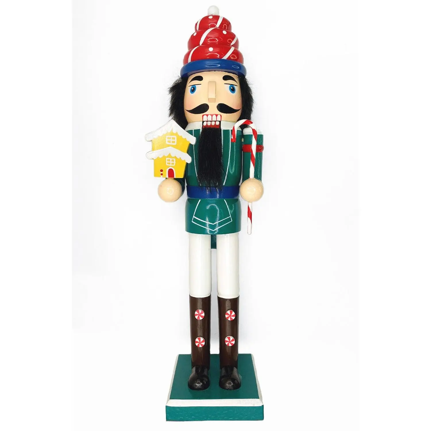Christmas Nutcracker with a Little House. Wizardi Classic Wooden Festive Decoration F07M14-41-N01058D
