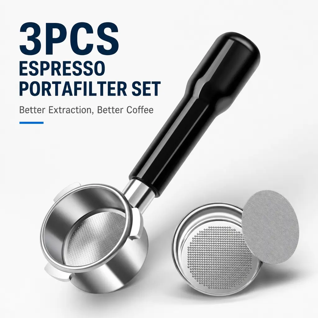 Bottomless Portafilter 54mm – Fits Barista Express & 54mm Machines, Includes 53.5mm Puck Screen & Stainless Steel Filter Basket – Upgrade for Better Crema & No Channeling