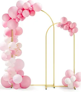 2 Pack Metal Arch Backdrop Stand(7.2FT/6FT), Decorative Balloon Arch Stand, Easy Assembly Gold Wedding Arch, Stable Backdrop Arch Stand for Wedding Ceremony, Birthday Party, Baby Shower