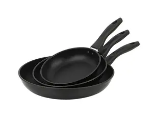 stays 3-Piece Nonstick Aluminum Skillet Set, Black Finish Set of 3