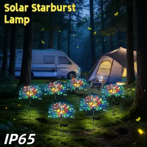 Solar Starburst Fairy Lamp 60 LED Solar Garden Light 8 Lighting Modes IP65 Waterproof Outdoor Firework Light for Courtyard Pathway Party Wedding Decoration
