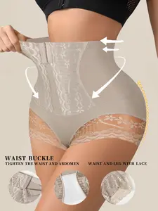 1Pcs Seamless High Waist Panties Buckle Women's Lace Waist Trainer Tummy Contorl Shapewear Sheath Flat Belly Panty Lift Buttocks Woman Underwear Elegant Everyday Chic