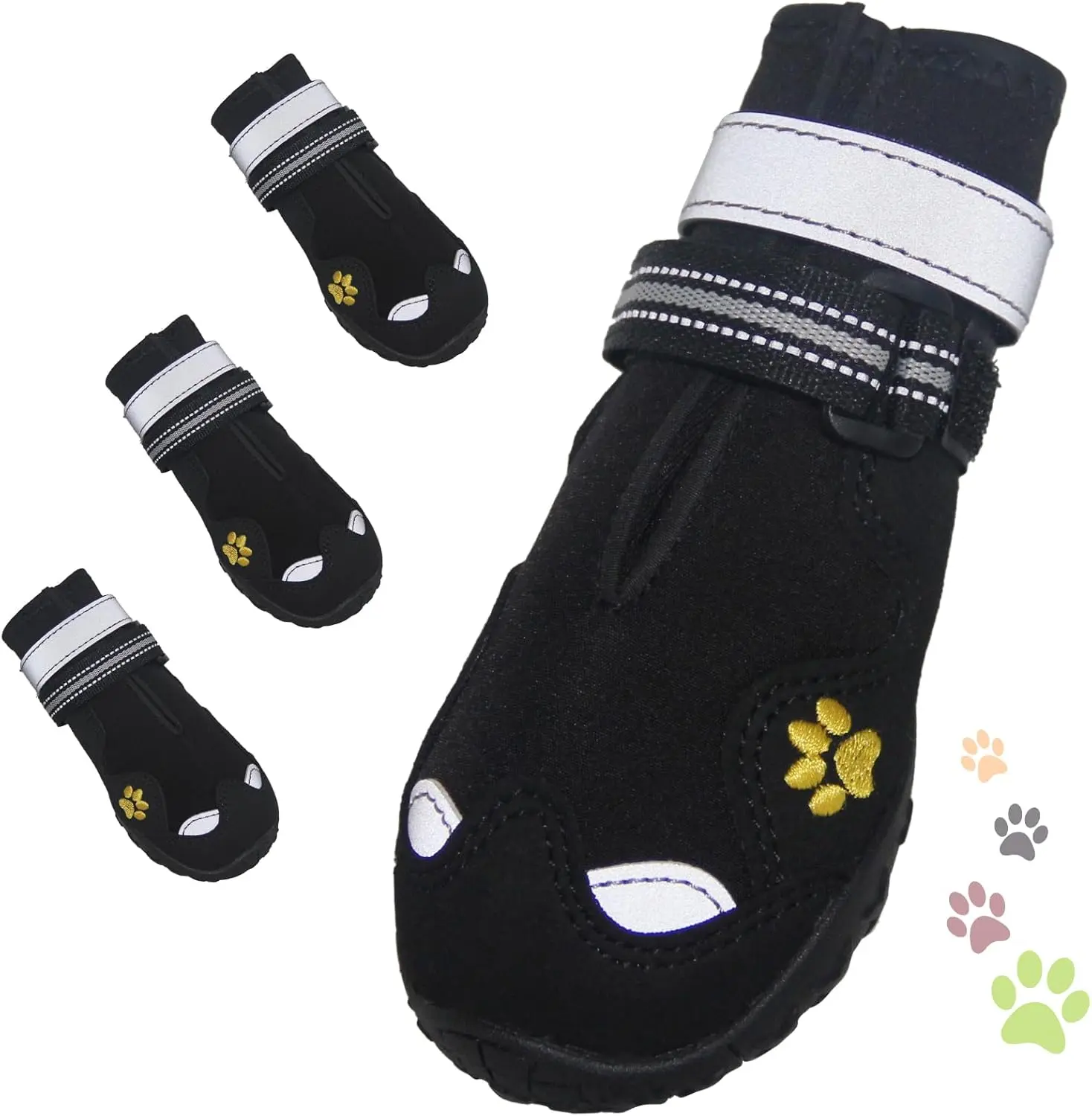 Dog Shoes, Dog Shoes for Large Dogs, Anti Slip Dog Boots & Paw Protectors for Winter Snowy and Summer Hot Pavement,  Pack Dog Booties Waterproof for Large Size Dogs (Black, (Size ))