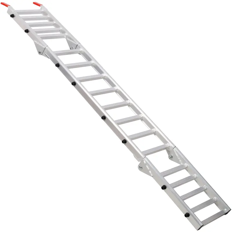 Aluminum Ramp 1,400 LBS/Pair, For Motorcycle/Lawn Mower/ATV Ramp and Tailgate Extender Combo 2 in 1, Multi purpose use, Silver color