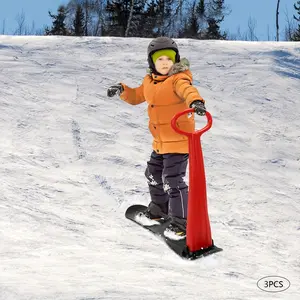 3* Ski Scooters Fold-up Snow Scooter HDPE Three-track Design W/ Helpful Handle