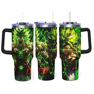 Broly Stainless Steel Insulated Travel Dragon Tumbler With Straw | 20oz 40oz Legendary Super Saiyan Power Edition Dbz fans