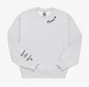 Custom Embroidered Mama Sweatshirt With Child Name on Sleeve, Personalized Collar Mom Birthday Sweatshirt, Minimalist Momma Sweater, Pregnancy Announcement Hoodie, Mother's Day Gift