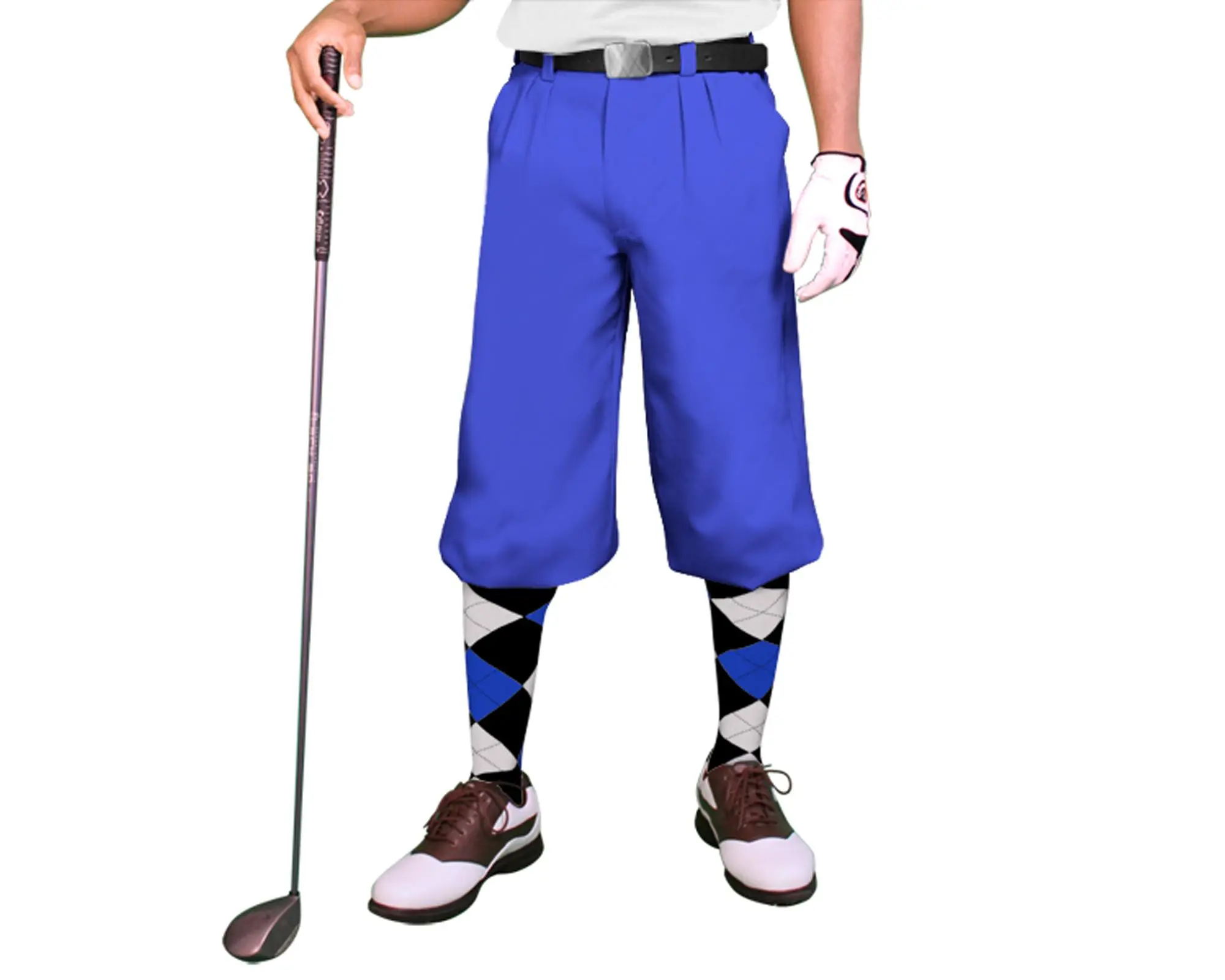 Golfknickers.com 'Par 3' Mens Royal Blue Microfiber Golf Knickers Golf Attire High Waisted Golf Pants