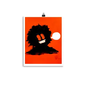 Neo-Expressionist Art Print, Red Background, Bold Character Illustration