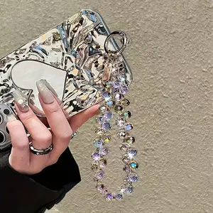 Luxury crystal bead wrist strap phone lanyard - sparkling multicolor pastel gemstone phone case and ladies' handbag charm, CCD camera pendant, suitable for most smartphones, anti-lost phone accessory, comes with a phone clip