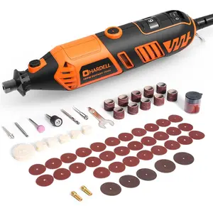 Rotary Tool Kit - 180W Corded Power Rotary Tool 6 Variable Speeds with 61 Accessories, 8000-35000RPM, for Sanding, Polishing, Cutting, Engraving,Carving, DIY Crafts (Orange)