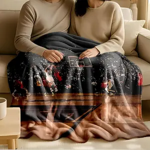 1 piece Stephen Curry's game-winning three-pointer moment themed flannel blanket - All-season comfortable flannel blanket, modern style, suitable for sofas and beds, digitally printed pattern, super soft and warm, 100% polyester material, machine