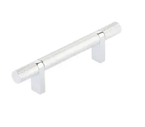Emtek Select Cabinet Pull C-C , Rectangular Bar Stem , Knurled Bar
