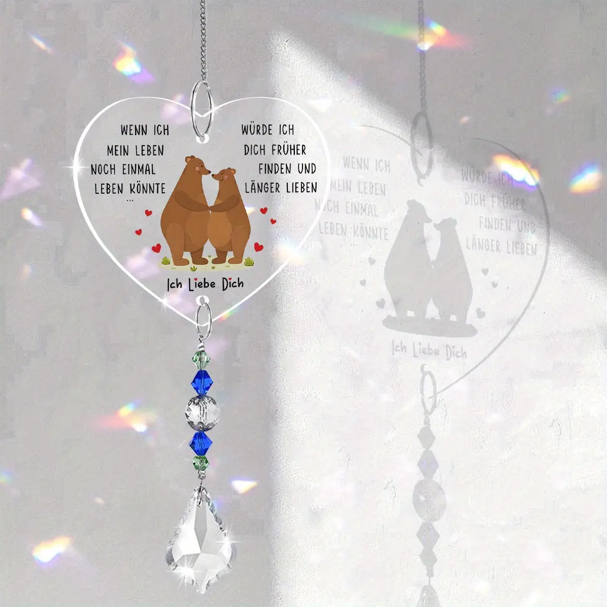 1pc Hanging Ornament, Full of Affection, Gratitude and Sincere Appreciation, Crystal Sunlight Catcher Home Decor, Perfect Gift for Birthday, Wedding, Anniversary, Graduation Gift, Christmas, Mother's Day and Father's Day Gift.