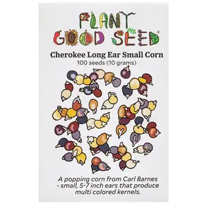 Cherokee Long Ear Small Popping Corn Seeds for Planting: Rainbow Colored Heirloom Vegetable for Popcorn, 100 Seed Packet / Bulk Pack