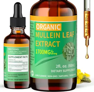 1700mg Mullein Drops for Lungs, Organic Mullein Leaf Extract for Lungs Cleanse, Mullein Supplement Tincture Drops for Immune & Respiratory Support, Non-GMO & Vegan, 2 Fl Oz (1)