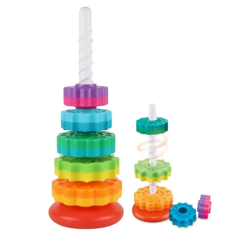 1PC Baby Spinning Stacking Toy, Durable Rainbow Color Design Ring Stacker for Birthday, Easter, Christmas, and Thanksgiving Day