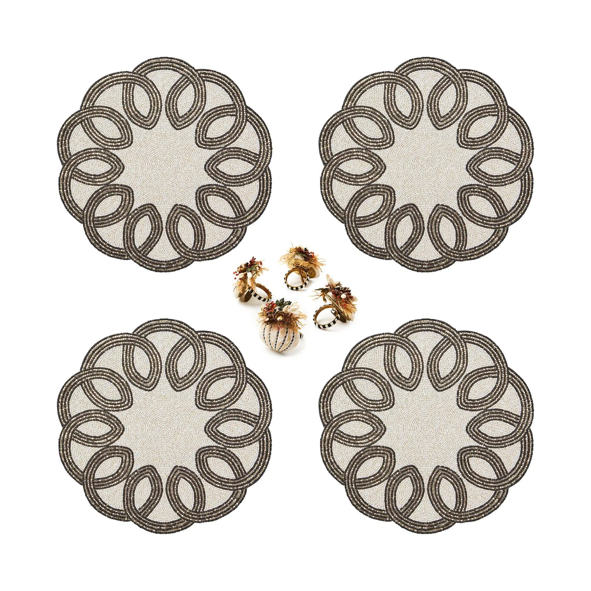 MacKenzie- Childs 4 Placemats and Set of 4 Napkin Rings