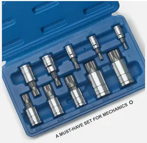 10pc XZN Triple Square 12 Point Spline Bit socket Set MM