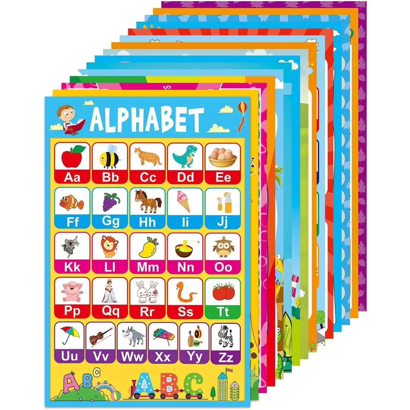 15 Educational Posters for   Learning Alphabet Numbers Shapes Colors and More (15 Pack)