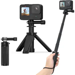 TP29 Extenable  Tripod,Portable Small Handle Grip Desktop Webcam Selfie Stick Tripod for   Action 5Pro/4/3/ Brave EK7000,Pole Tripod for Action Camera Hero 13 12 11 10 Max