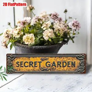 1PC, Secret Garden Metal Chimney Sign, Novelty Street Sign, Home Decor, Room Decor, Wall Decor, Restaurant Decor, Bar Decor, Coffee Shop Decor, Garage Decor, Farmhouse Decor, 4 * 16inch