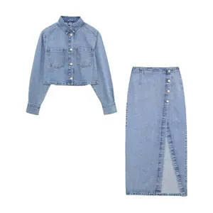 Denim Jacket and Long Skirt Set