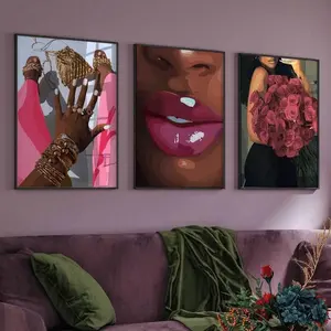 Canvas Painting, 3 Counts/set Modern Simple Style Lip Pattern Wall Art, Wall Decor for Home Living Room Bedroom, Ornaments, Art Wall Decoration