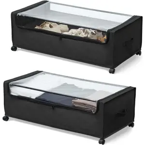Under Bed Storage with Wheels, Under The Bed Storage Drawers  Wheels, Rolling Underbed Drawers, Lockable, Heavy Duty