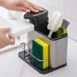 Stainless steel storage rack, dishwashing liquid container, scouring pad, tableware storage