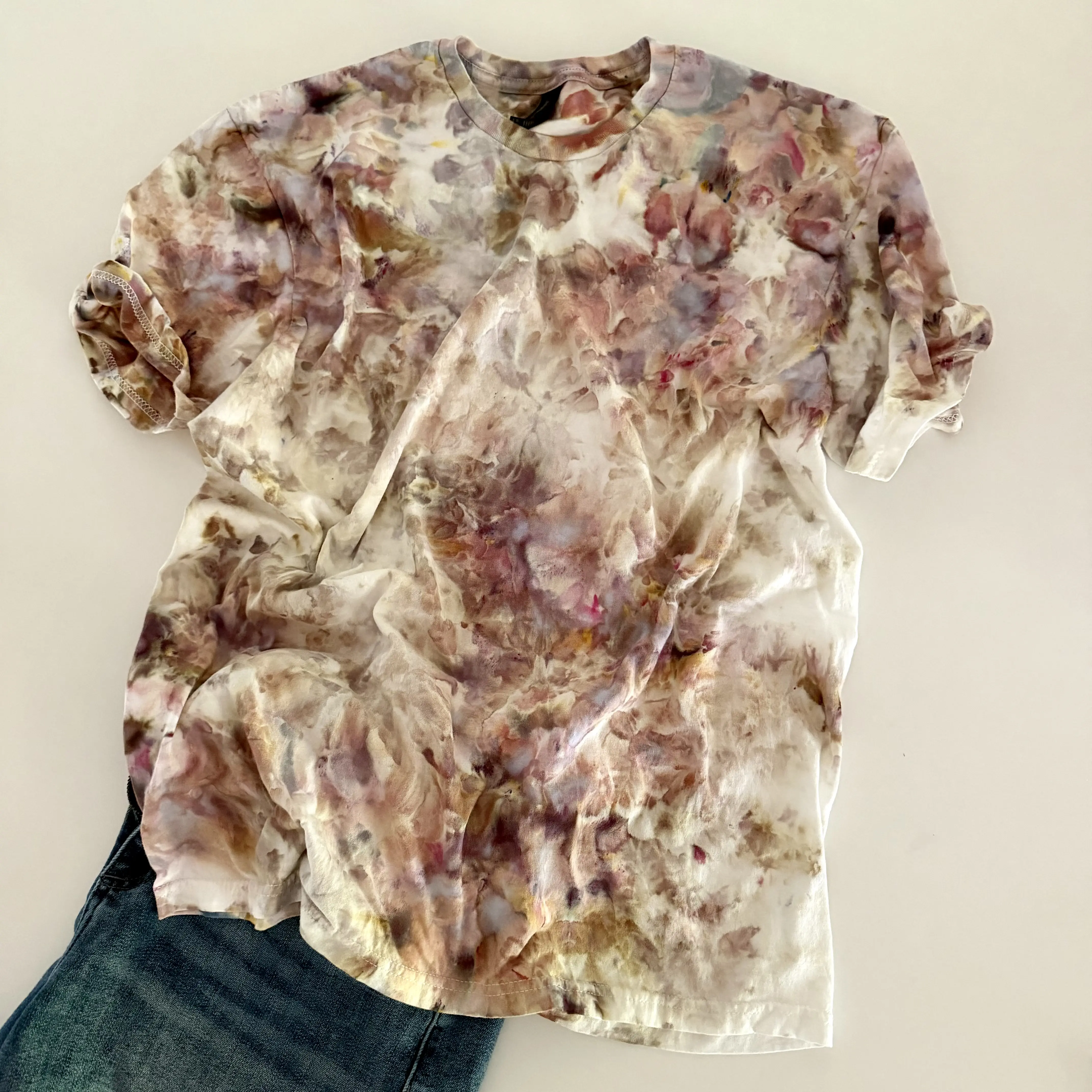 Watercolor Rosie T-Shirt, softstyle crewneck, unique ice dyed shirt, one of a kind a staple stylish piece