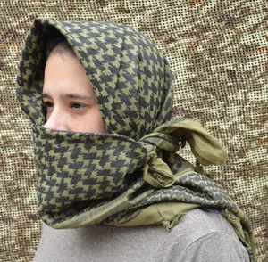 Authentic Shemagh Head Scarf Keffiyeh Balaclava Pakistani Palestine for Men and Woman GREEN