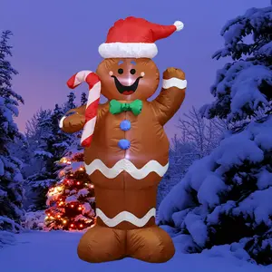 5ft Inflatable Gingerbread Man Christmas Decor with LED Light, Quick Air Blown, Yard Inflatables, Christmas Inflatables, Christmas Decorations for Yard Garden Lawn Decor, IP44, UL