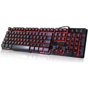 RK100 3 Colors LED Backlit Mechanical Feeling USB Wired Multimedia Gaming Keyboard, Office Keyboard for Working or Primer Gaming,Office Device