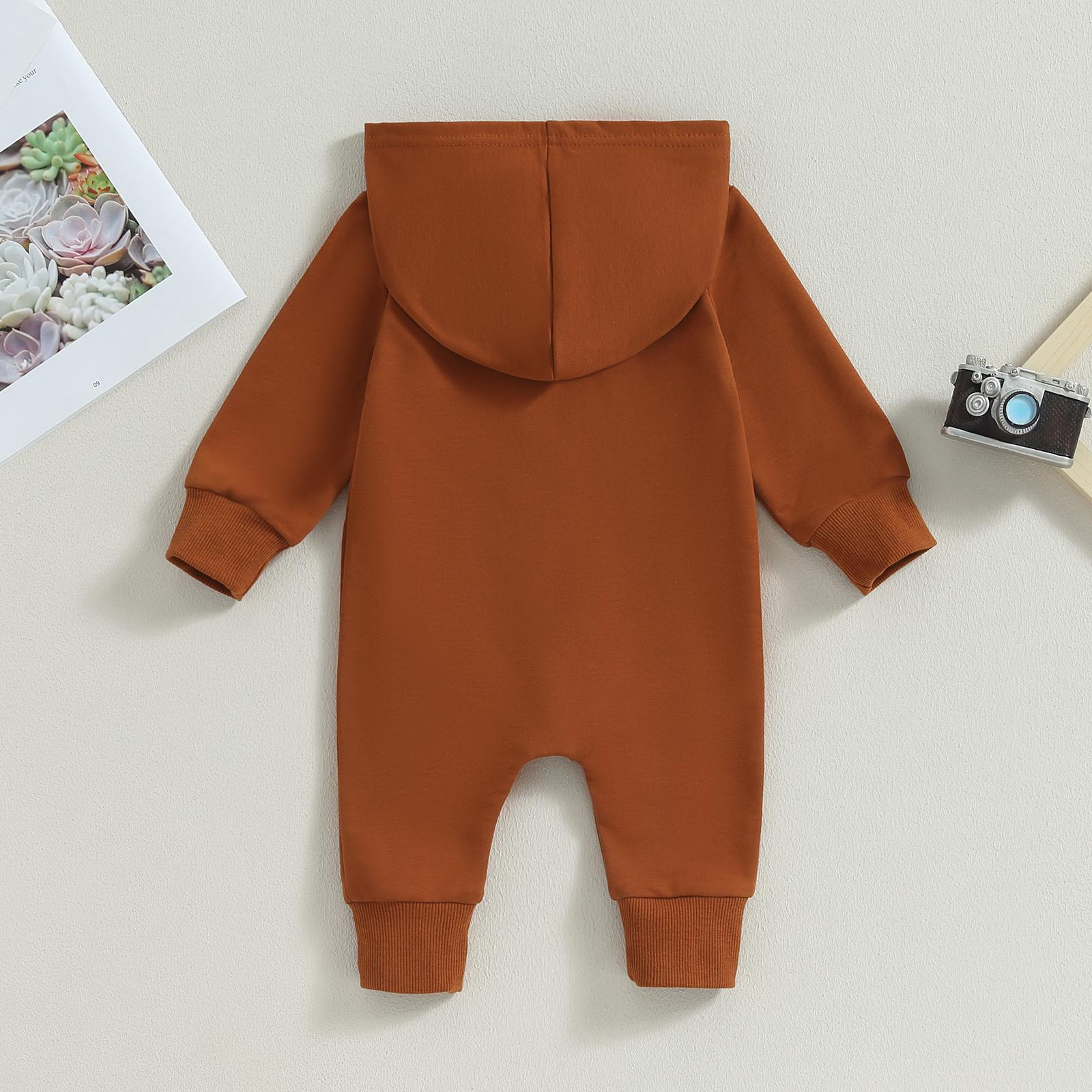 Fall Baby Clothes Newborn Boy Girl Romper Solid Long Sleeve Hoodie Jumpsuit Winter Infant  Outfit