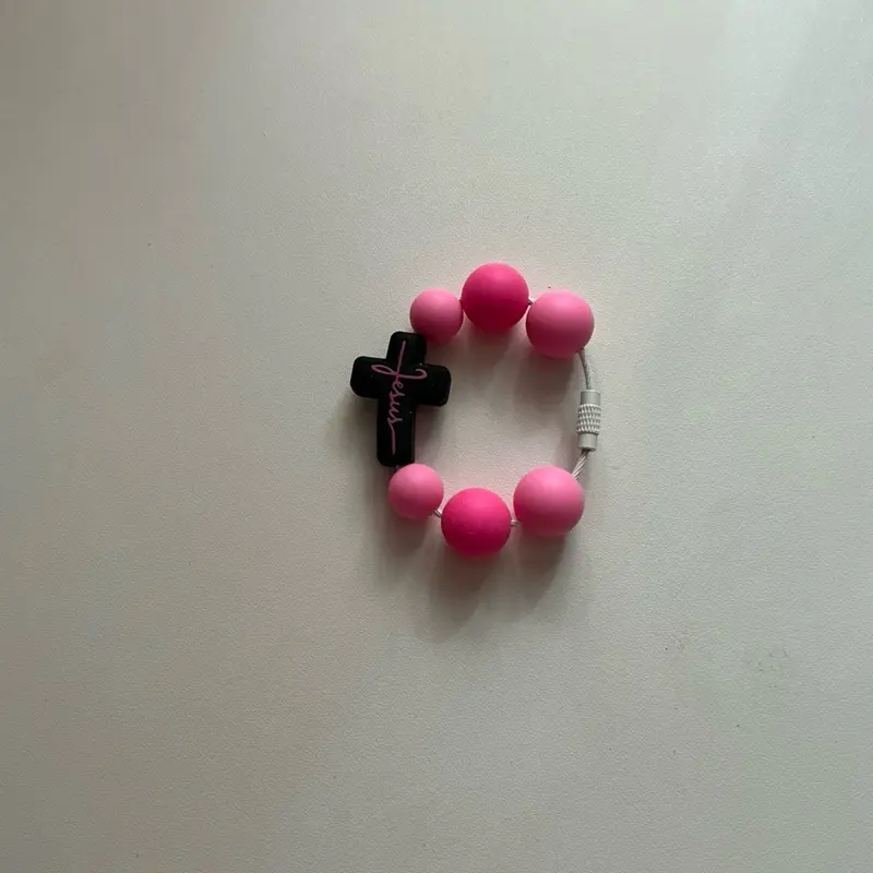 Pink Faith Cross Water Bottle Charm