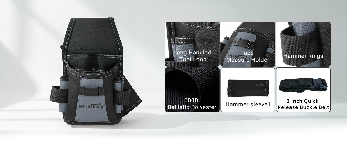 MELOTOUGH Tool Belt Pouch Professional 14-Pocket Electrician Tool Pouch with Detachable Hammer Loop for Electricians, Contractors, Roofing & HVAC Work MELOTOUGH Tool Belt Pouch Professional 14-Pocket Electrician Tool Pouch with Detachable Hammer Loop for Electricians, Contractors, Roofing & HVAC Work