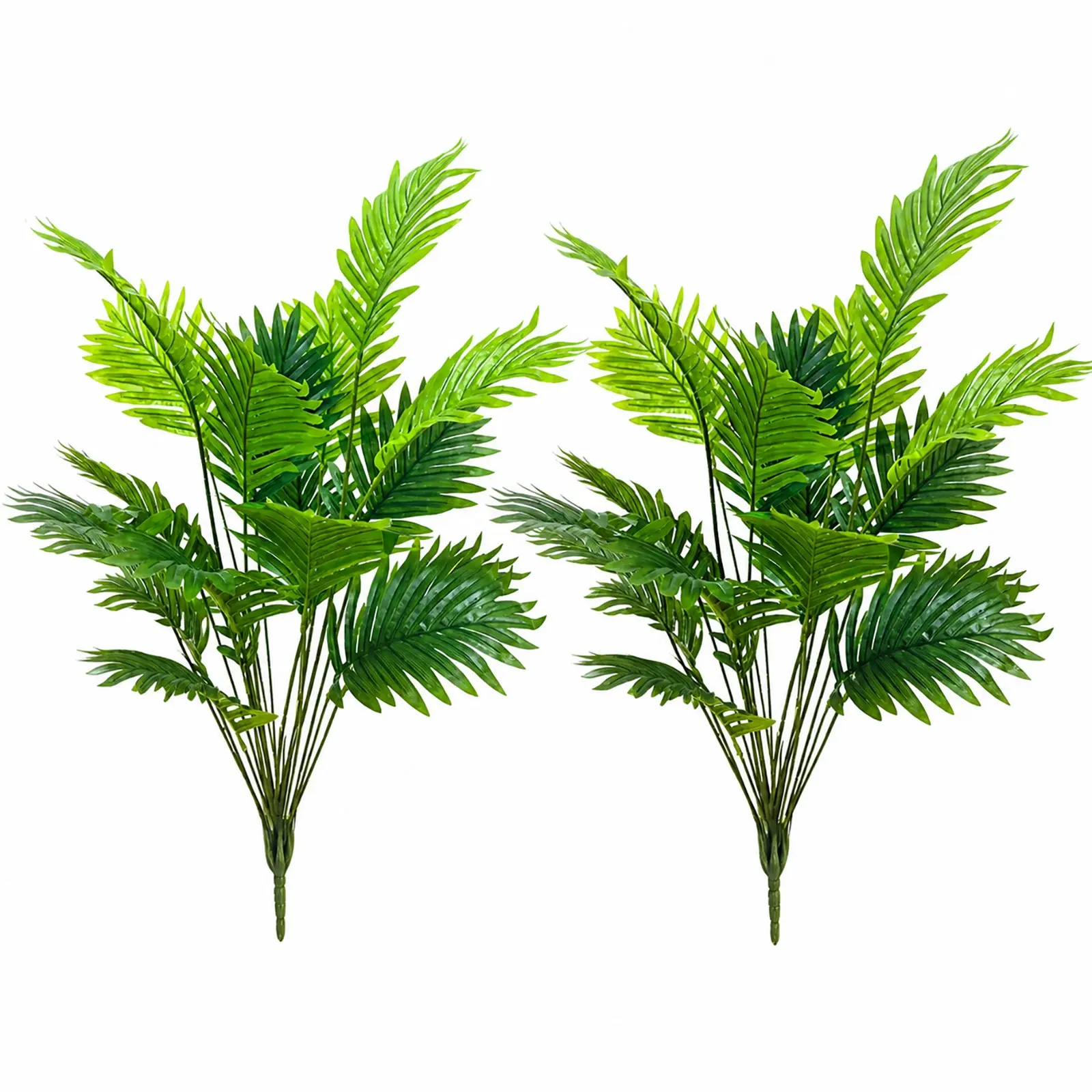 2 Pack Artificial Palm Plants, 18 Heads Faux Tropical Palm Leaves, Realistic Greenery Decorative Stems for Home, Office, Wedding, Party, Patio Decor, Decorative Fake Greenery, Artificial Simulation Plant
