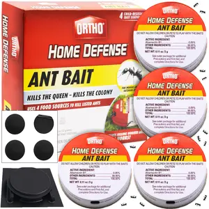 4-Pack Discreet Metallic Adhesive Ant Bait Stations, Indoor-Outdoor Colony Kill & Control, Long-Lasting Household Protection for Bathrooms