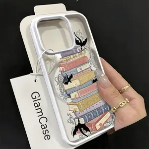Antique Stack of Books Phone Case， Gothic Bat and Swirl Style for iPhone 17 16 15 14 13 12 11 Plus Pro Max.A17