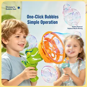 Dinosaur Bubble Machine Blower Toy, Bubble Gun with Solution Refill, Outdoor Pool Toy, Indoor Bath Toy for Kids, Boys, Girl, Party, Summer, Outdoor, Birthday